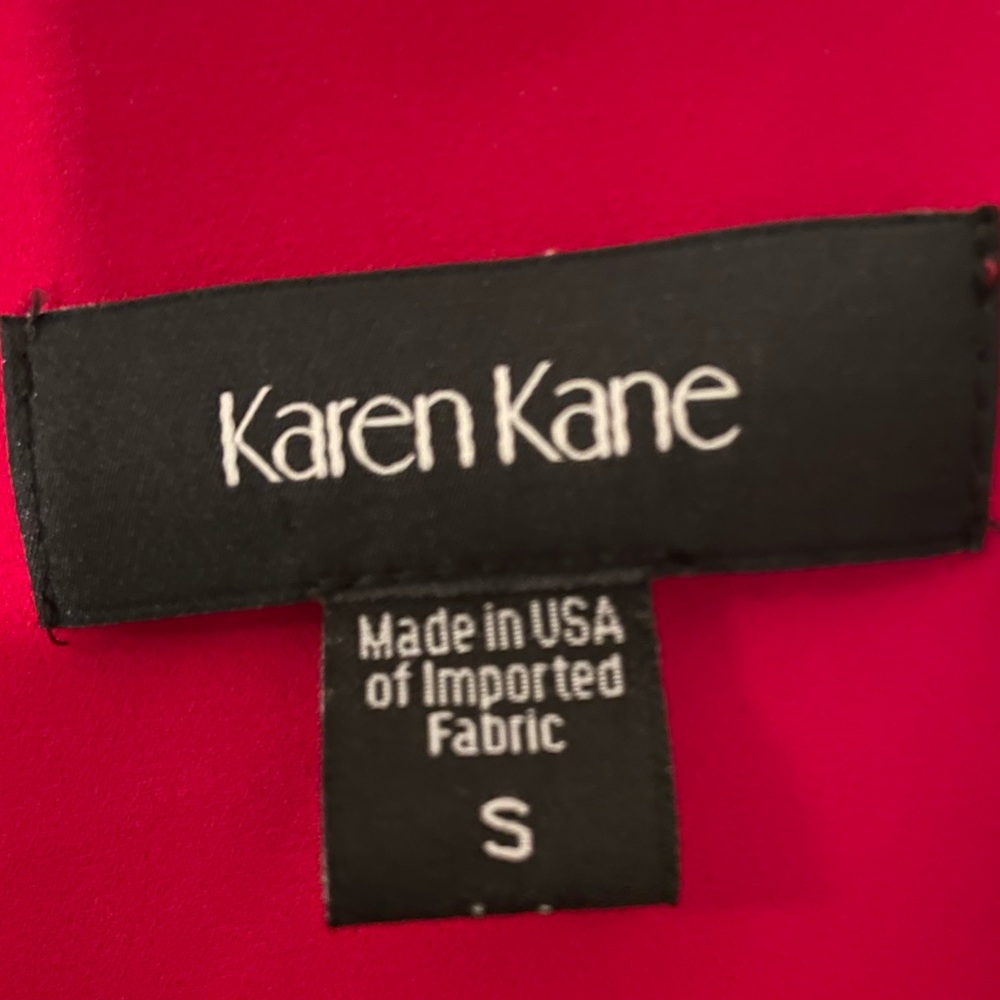 Karen Kane - rich red 100% polyester blouse v neck long sleeve - Picture 2 of 7